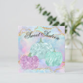 Sweet 16 Party Pumpkin Pastel Glitter Glam Kaart (Staand voorkant)