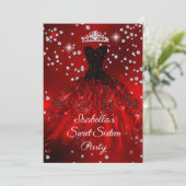 Sweet 16 Party Red sparkle-jurk TIARA Kaart (Staand voorkant)