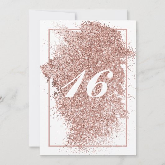 Sweet 16 Party Roos Gold Glitter & Elegant Script Kaart (Achterkant)