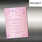 Sweet 16 party roze sterren magnetuitnodiging magnetische uitnodiging