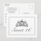 Sweet 16 Party RSVP Aankondiging uitnodiging (Voorkant / Achterkant)