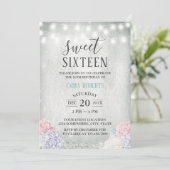Sweet 16 Party Rustic Hydrangeas Elegant Floral Kaart (Staand voorkant)
