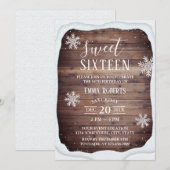 Sweet 16 Party Rustic Winter Snow Lijst Snowflakes Kaart (Voorkant / Achterkant)