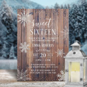 Sweet 16 Party Rustic Winter Snowflakes Barn Wood Kaart