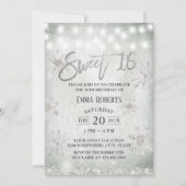 Sweet 16 Party Rustic Winter Snowflakes Kaart (Voorkant)