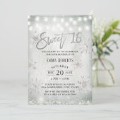 Sweet 16 Party Rustic Winter Snowflakes Kaart (Staand voorkant)