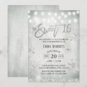 Sweet 16 Party Rustic Winter Snowflakes Kaart (Voorkant / Achterkant)