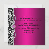 Sweet 16 Party Silver Pink Black White Leopard Kaart (Achterkant)