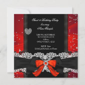 Sweet 16 Party Sweet Sixteen Glitter Red Bow Kaart (Achterkant)