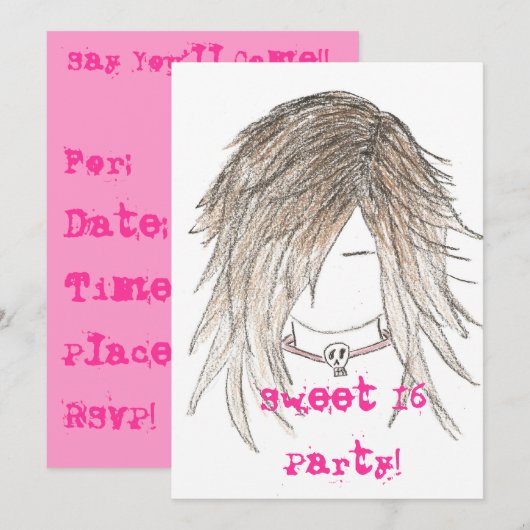 Sweet 16 party! Uitnodigingen (Voorkant / Achterkant)