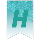 Sweet 16 Party, Vallende Blauwgroen glitter & 4 fo Vlaggetjes (Tweede vlag)