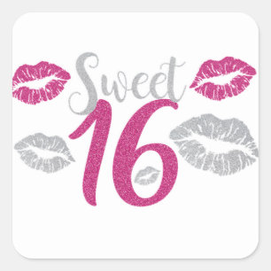 Sweet 16 Party Vierkante Sticker