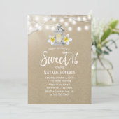 Sweet 16 Party  White Lantern Rustic Beach Kaart (Staand voorkant)