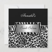 Sweet 16 Party Zebra Black White Leopard Kaart (Voorkant)