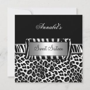 Sweet 16 Party Zebra Black White Leopard Kaart