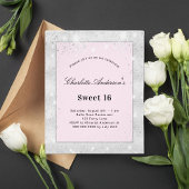 Sweet 16-party zilverkleurige roze glitter budget flyer
