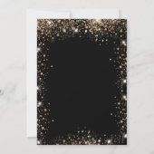 Sweet 16 party zwart goud glitter jurk kaart (Achterkant)