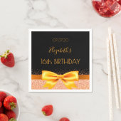 Sweet 16 party zwart gouden naam servet (Insitu)