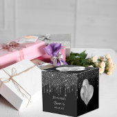 Sweet 16-party zwarte zilverglitterballonnen bedankdoosjes