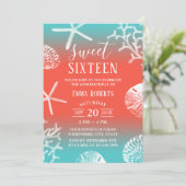 Sweet 16-partyrietriffen (Beach Coral Reef Starfis Kaart (Staand voorkant)