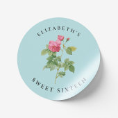 Sweet 16 Pastel Blauw en Roze Rose Botanisch Ronde Sticker