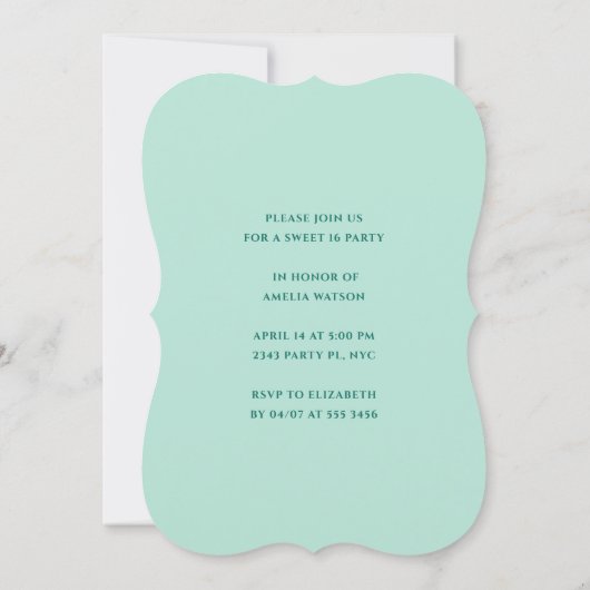 Sweet 16 Pastel Roze en Groen Roos Bloemen Kaart (Achterkant)