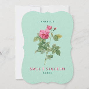 Sweet 16 Pastel Roze en Groen  Roos Bloemen Kaart