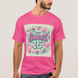 Sweet 16 Pastel Verjaardag Design Mannen Tshirt