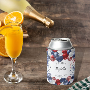 Sweet 16 patriottische USA rode witte blauwe vlag Blikjeskoeler