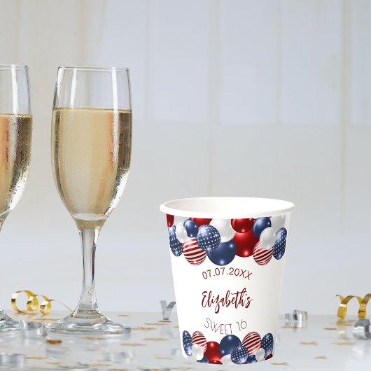 Sweet 16 patriottische USA rode witte blauwe vlag Papieren Bekers