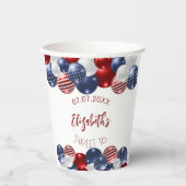 Sweet 16 patriottische USA rode witte blauwe vlag Papieren Bekers (Voorkant)
