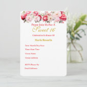 Sweet 16  Personalised Floral Invitation Aankondiging (Staand voorkant)