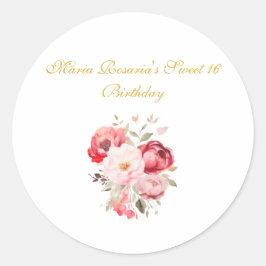 Sweet 16 Personalized Floral Stickers