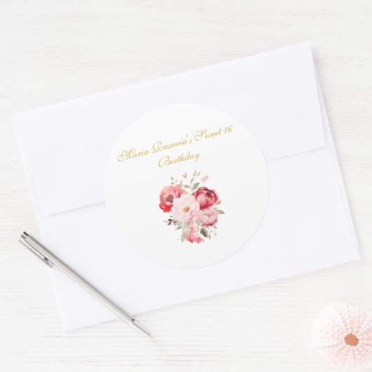 Sweet 16 Personalized Floral Stickers (Envelop)
