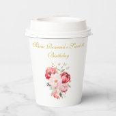 Sweet 16 Personalized  Floral Tableware Papieren Bekers (Achterkant)