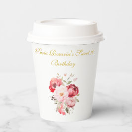 Sweet 16 Personalized Floral Tableware Papieren Bekers