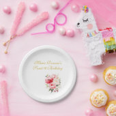 Sweet 16 Personalized Floral Tableware Papieren Bordje (Feest)