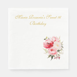 Sweet 16 Personalized Floral Tableware Servet