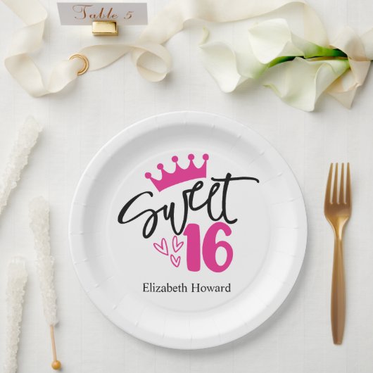 Sweet 16 Persoonlijk Papieren Bordje (Huwelijk)