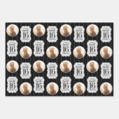 Sweet 16 Persoonlijke foto en naam zwart wit Inpakpapier Vel (Voorkant)