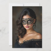 Sweet 16 Photo Birthday Black Gold Masquerade Kaart (Achterkant)