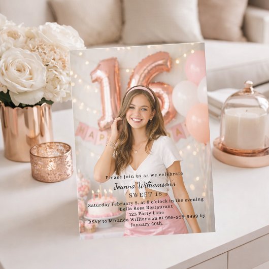 Sweet 16 photo birthday kaart