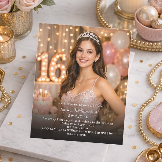 Sweet 16 photo invitation