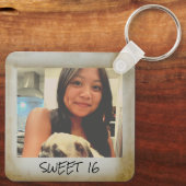 Sweet 16  Photo Lijst, 16e verjaardag Sleutelhanger (Achterkant)