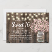 Sweet 16 Pink Baby's Breath Floral Jar Barn Wood Kaart (Voorkant)