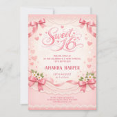 Sweet 16 Pink Birthday Party Card Kaart (Voorkant)