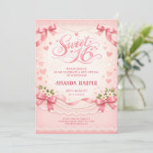 Sweet 16 Pink Birthday Party Card Kaart (Staand voorkant)