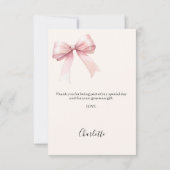 Sweet 16 pink bow cream bedankkaart (Achterkant)