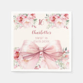 Sweet 16 pink bow cream florals rozen servet (Voorkant)