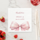 Sweet 16 pink bow elegant modern luncheon servet (Insitu)